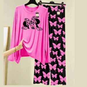 2 Pcs Ladies Stitched Printed Night Dress