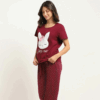 2 Pcs Printed Cotton Jersey Ladies Night Dress