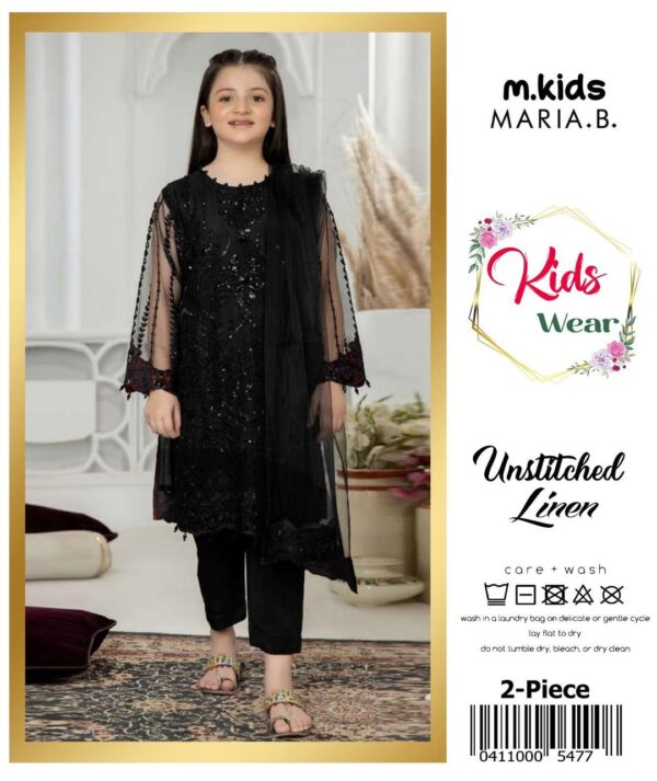 2 Pcs girl's Linen Embroidered Unstitched Dress