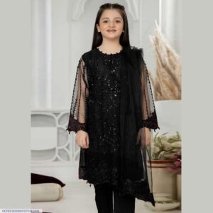 2 Pcs girl's Linen Embroidered Unstitched Dress