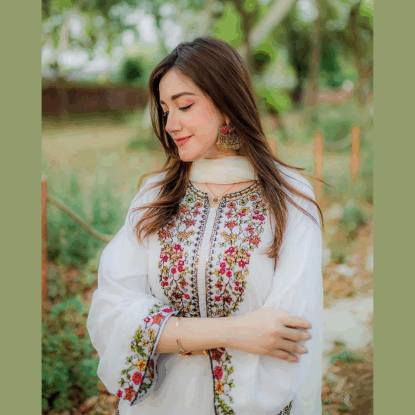 Stitched Embroidered Linen Dress
