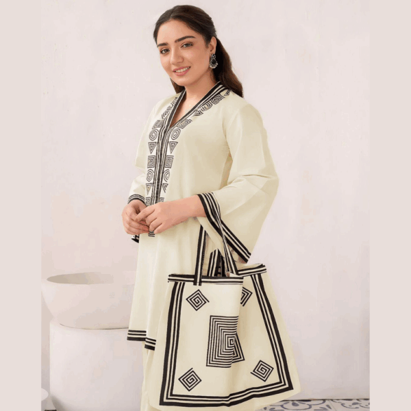 Printed Dress With Handbag