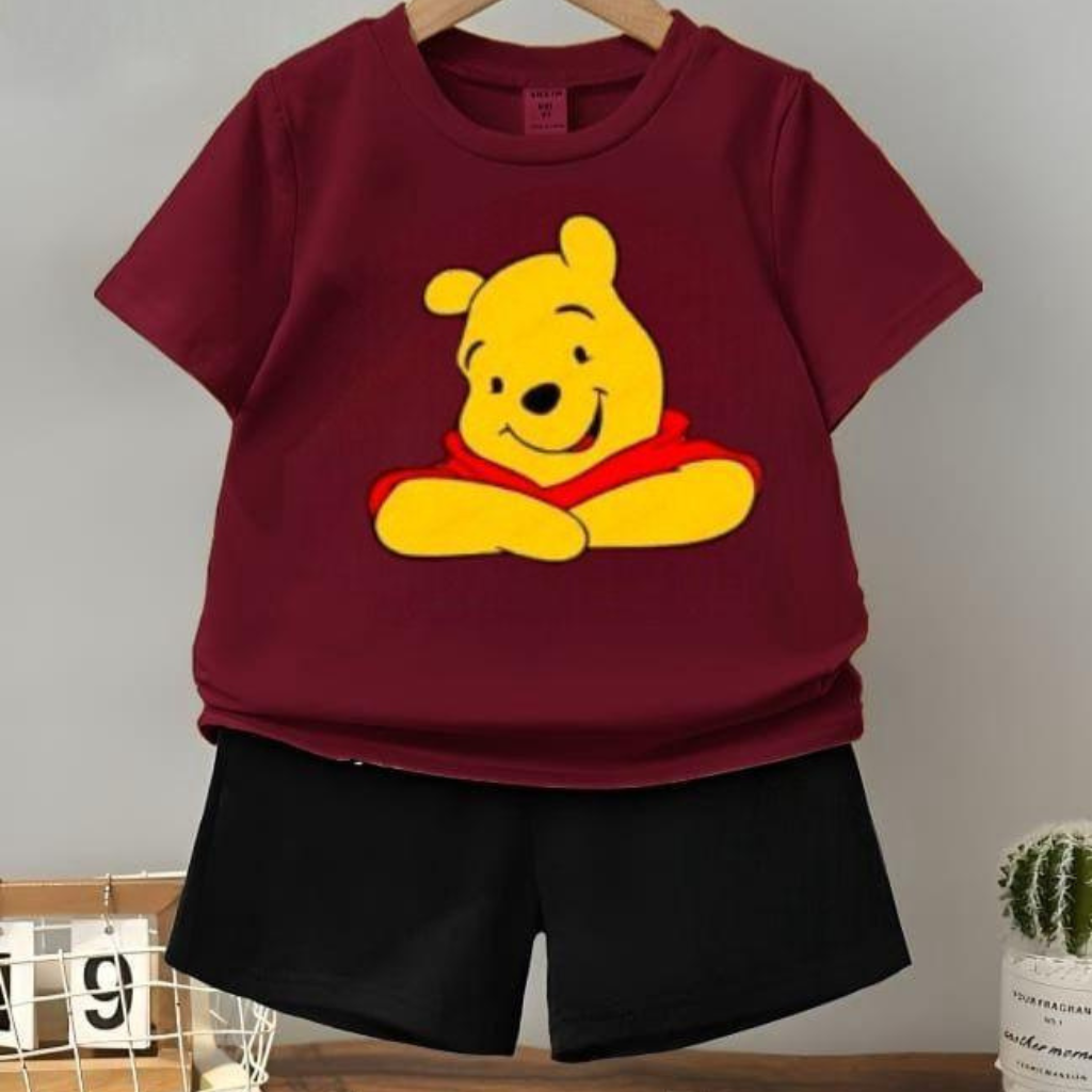 2 Pcs Unisex Printed Cotton T-Shirt and Shorts