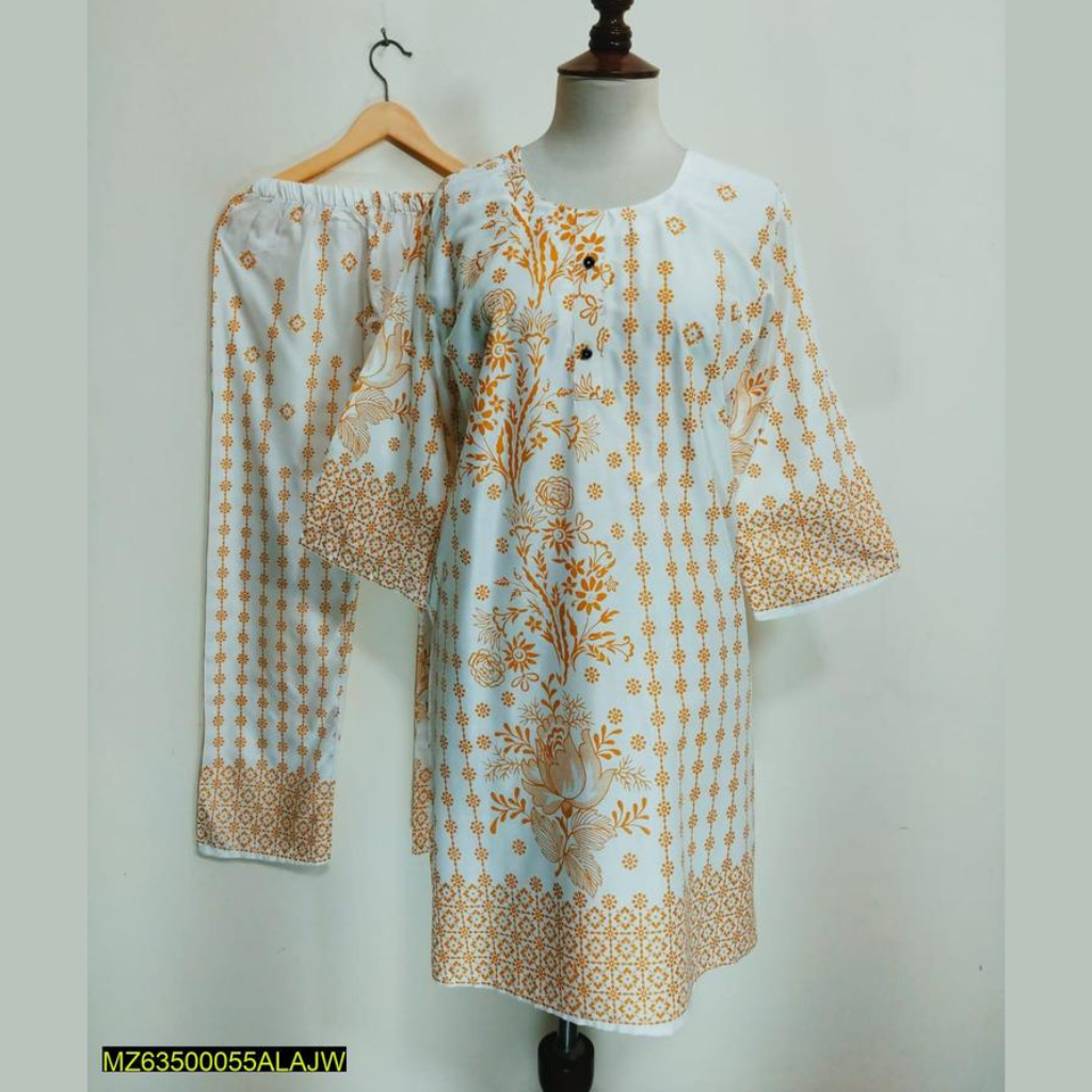 2 Pcs ladies Stitched Lawn Printed Dress