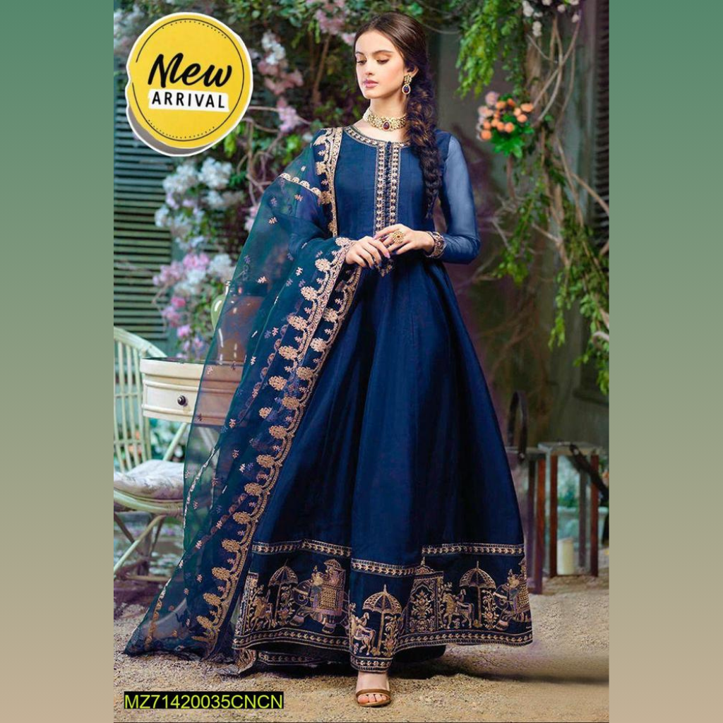 3 Pcs Ladies Stitched Chiffon Embroidered Maxi