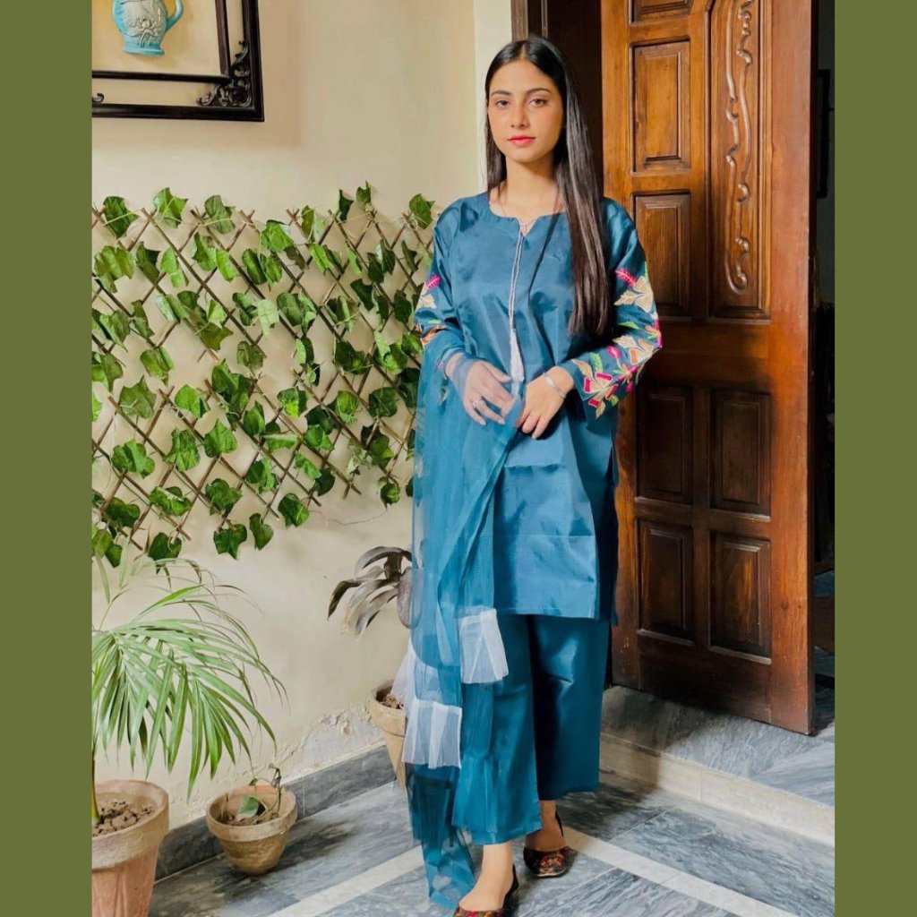 3 Pcs Ladies Stitched Embroidered Dress