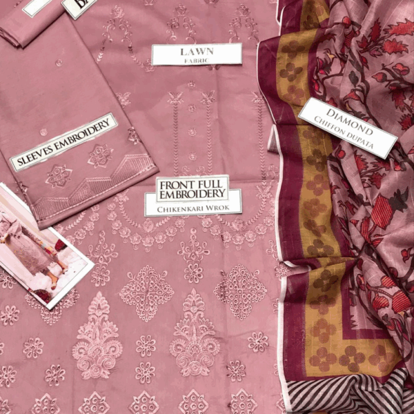 Unstitched Chikankari Embroidered Dress