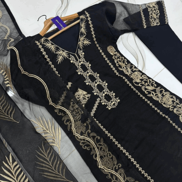 Stitched Embroidered Organza Dress
