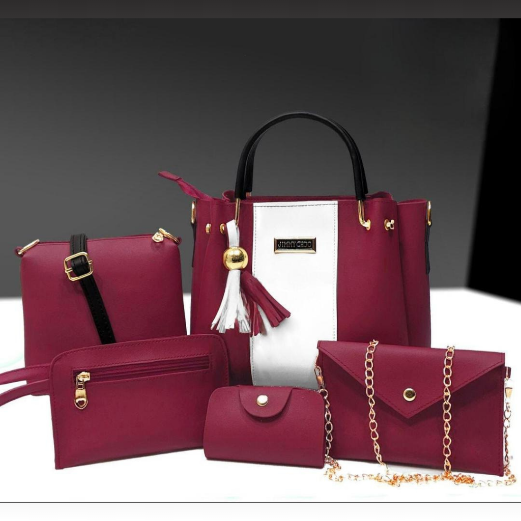 Ladies PU Leather Plain Hand Bag Set