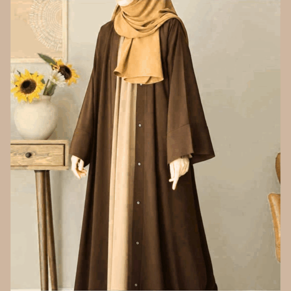 Women's Brown Georgette Abaya