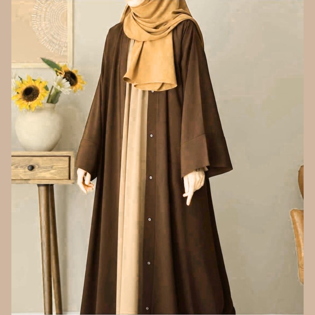 Women’s Brown Georgette Abaya With Stuller