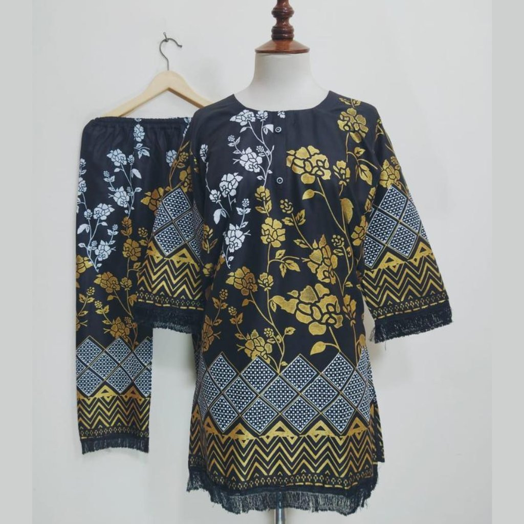 2 Pcs Ladies Stitched Lawn Printed Dress