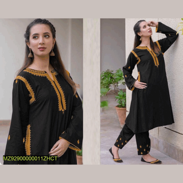 Stitched Linen Embroidered Dress