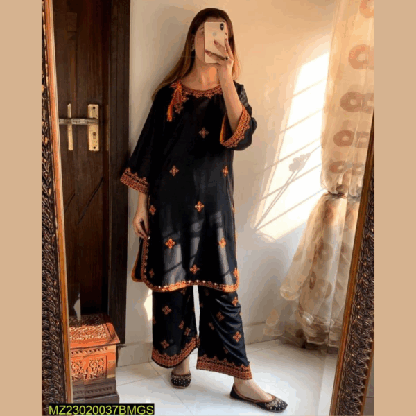 Stitched Linen Embroidered Dress