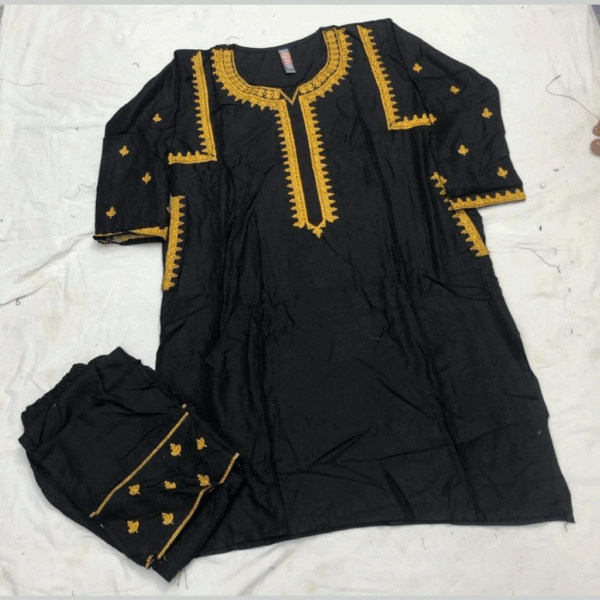 Stitched Linen Embroidered Dress
