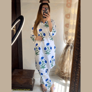 Stitched Linen Printed Dress