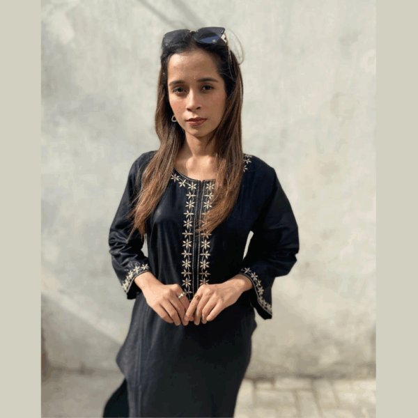 Women Linen Embroidered Dress