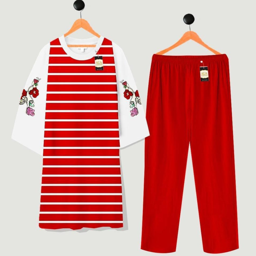 2 Pcs Ladies Stitched Printed Night Dress