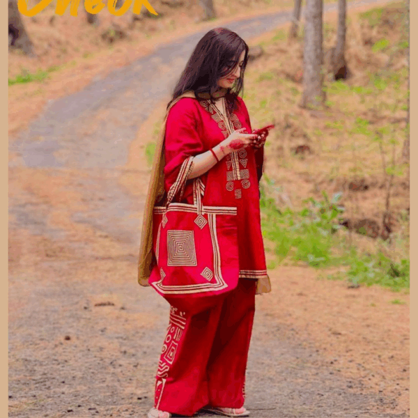 Stitched Linen Embroidered Dress