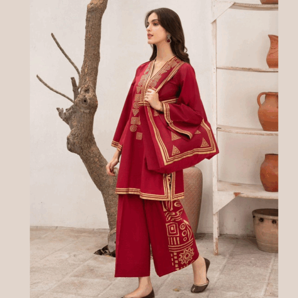 Stitched Linen Embroidered Dress