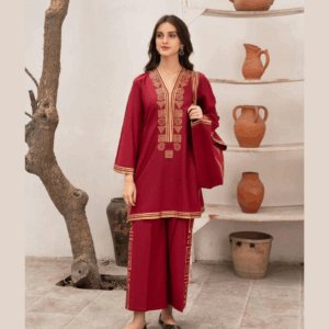 Stitched Linen Embroidered Dress
